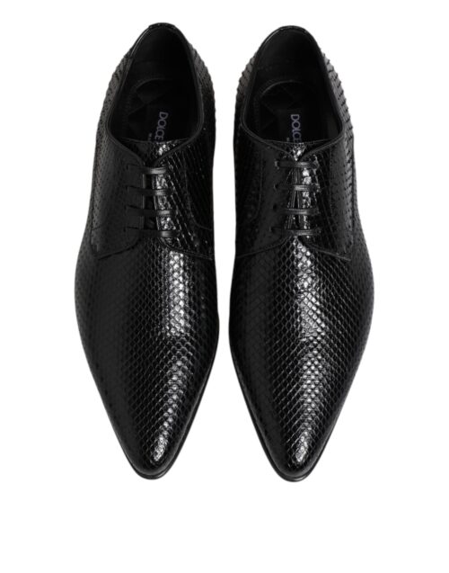 Dolce & Gabbana Black Exotic Leather Lace Up Derby Shoes