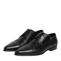 Dolce & Gabbana Black Exotic Leather Lace Up Derby Shoes