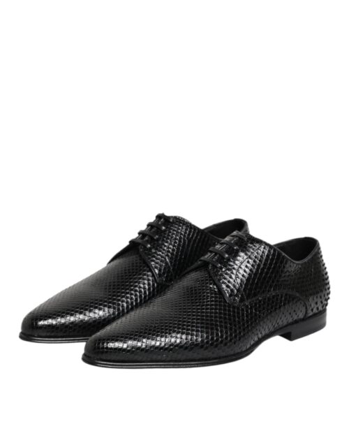 Dolce & Gabbana Black Exotic Leather Lace Up Derby Shoes
