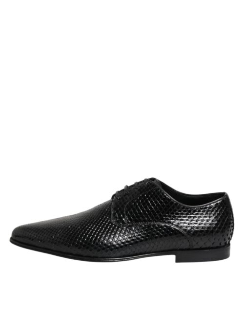 Dolce & Gabbana Black Exotic Leather Lace Up Derby Shoes