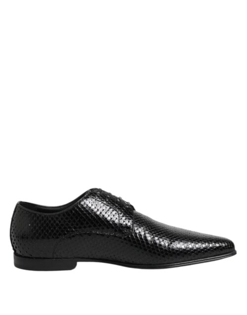Dolce & Gabbana Black Exotic Leather Lace Up Derby Shoes