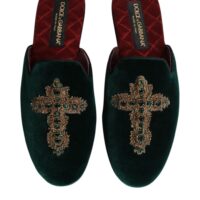 Dolce & Gabbana rohelised sametist ristkaunistusega sussid