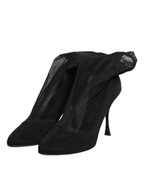 8464233.jpeg Dolce & Gabbana mustad siidist venivast võrgust sokksaapad