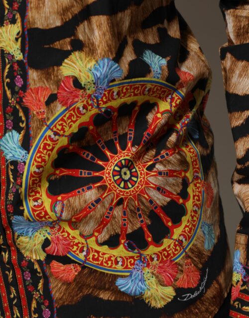 Dolce & Gabbana GOLD puuvillane tiigri Carretto pikkade varrukatega särk