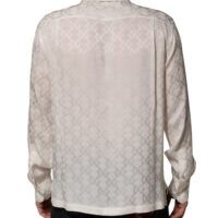 Dolce & Gabbana valge siidist DG logoprindiga pikkade varrukatega särk