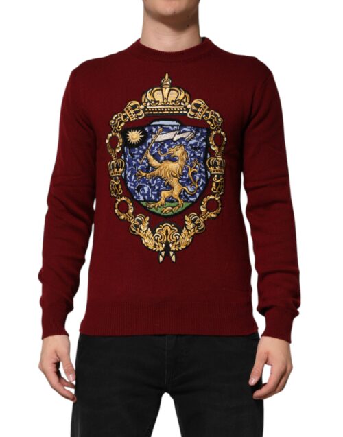 8492665.jpeg Dolce & Gabbana burgundiapunane pullover lõvikontsembelmiga