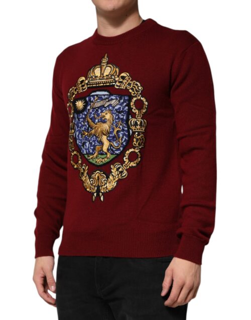 8492666.jpeg Dolce & Gabbana burgundiapunane pullover lõvikontsembelmiga