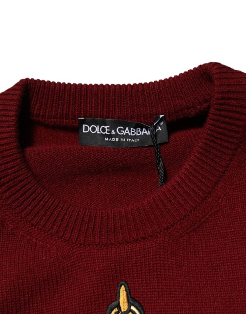 8492669.jpeg Dolce & Gabbana burgundiapunane pullover lõvikontsembelmiga