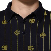 Dolce & Gabbana must logo žakaar-kootud polo särk