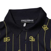 Dolce & Gabbana must logo žakaar-kootud polo särk