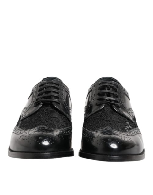 Dolce & Gabbana Black derby-kingad lillepitsiga