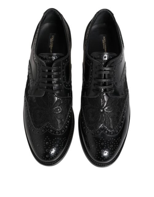 Dolce & Gabbana Black derby-kingad lillepitsiga