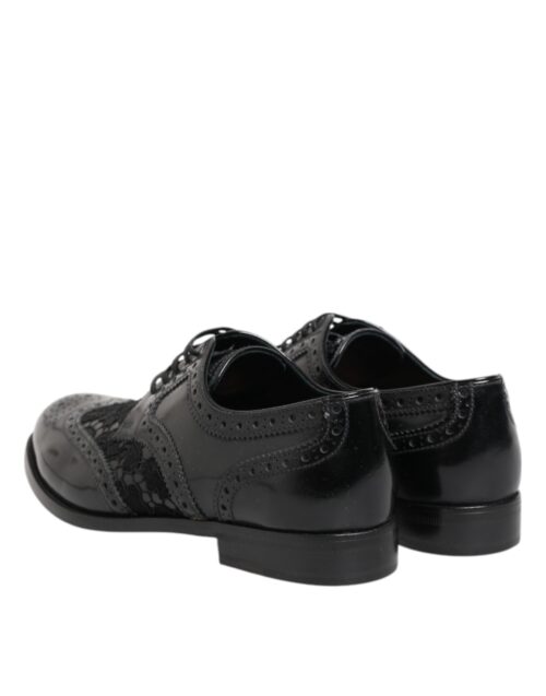 Dolce & Gabbana Black derby-kingad lillepitsiga