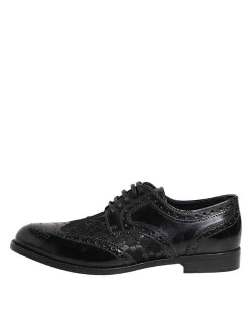 Dolce & Gabbana Black derby-kingad lillepitsiga