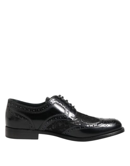 Dolce & Gabbana Black derby-kingad lillepitsiga