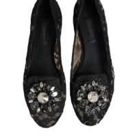 Dolce & Gabbana Black Taormina pitsist kristallidega baleriinad