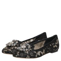 Dolce & Gabbana Black Taormina pitsist kristallidega baleriinad