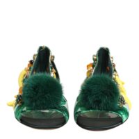 Dolce & Gabbana rohelised satiinist banaanilehe mustriga naaritsanahast sandaalid
