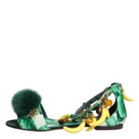 Dolce & Gabbana rohelised satiinist banaanilehe mustriga naaritsanahast sandaalid