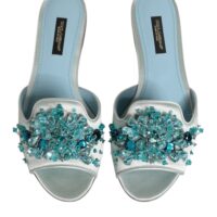 Dolce & Gabbana hõbedasinised helmestega kaunistatud sandaalid