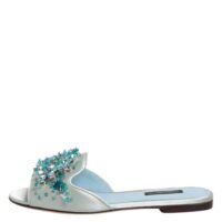 Dolce & Gabbana hõbedasinised helmestega kaunistatud sandaalid