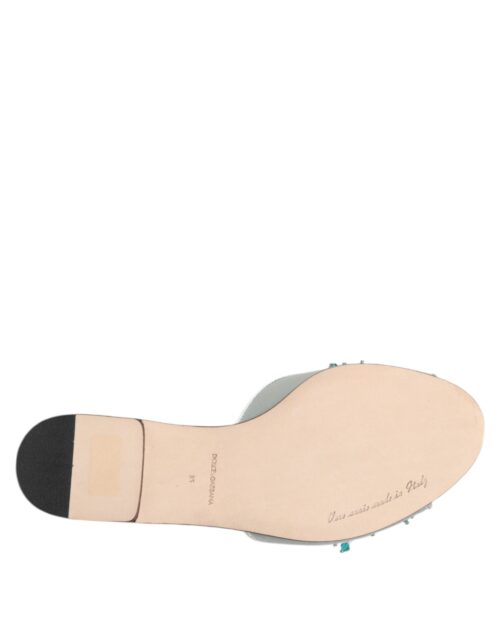 Dolce & Gabbana hõbedasinised helmestega kaunistatud sandaalid