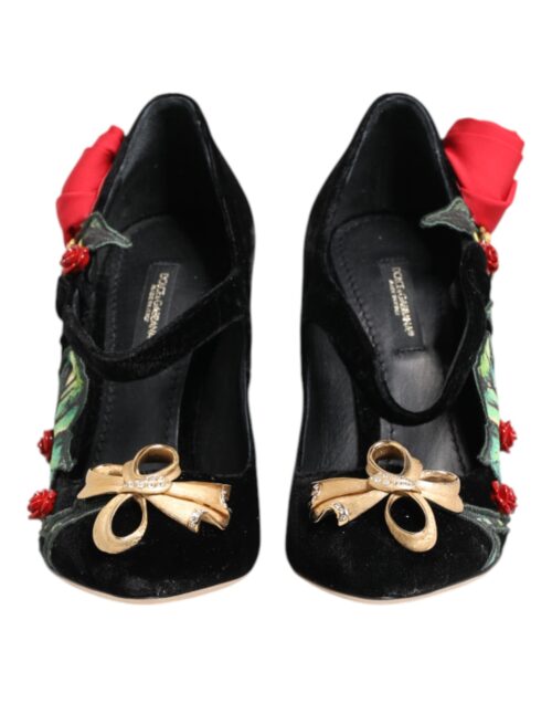 Dolce & Gabbana Black Roses kristallidega prossiga Mary Jane kingad