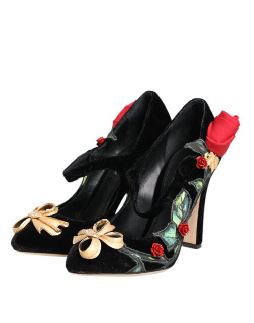Dolce & Gabbana Black Roses kristallidega prossiga Mary Jane kingad
