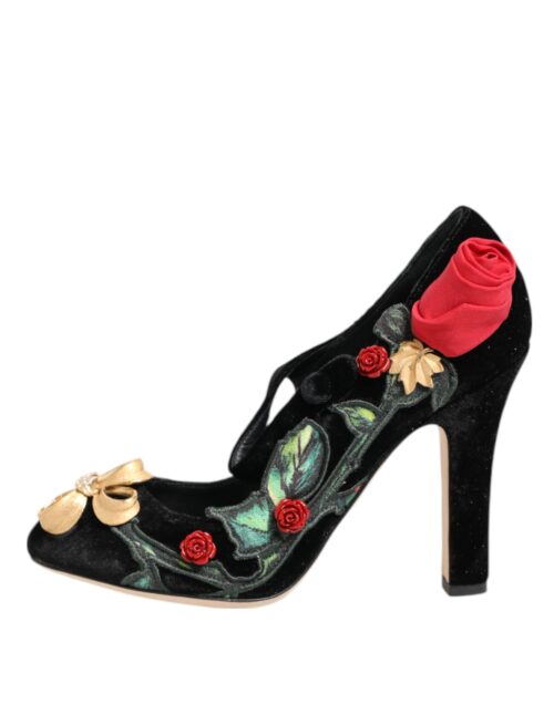 Dolce & Gabbana Black Roses kristallidega prossiga Mary Jane kingad