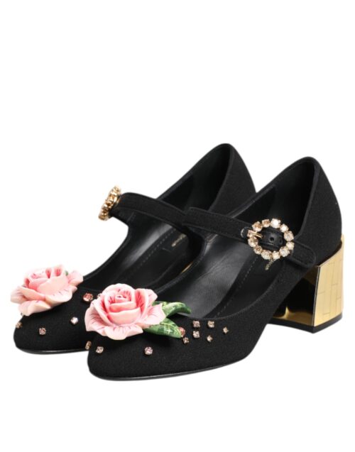 Dolce & Gabbana mustad kristallkaunistustega Mary Jane kingad