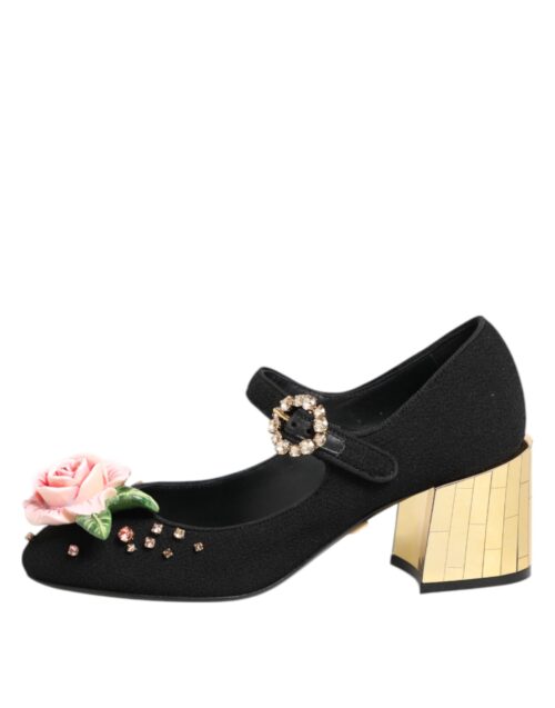 Dolce & Gabbana mustad kristallkaunistustega Mary Jane kingad