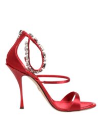 Dolce & Gabbana Red Satin Crystals Keira rihmikutega kontsakingad