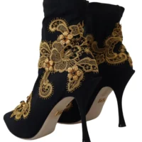 8707505.webp Dolce & Gabbana mustad kuldse tikandi ja kristallidega saapad