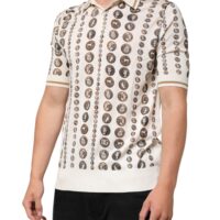 Dolce & Gabbana siidist elevandiluu toonis mündimustriga meeste polosärk