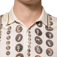Dolce & Gabbana siidist elevandiluu toonis mündimustriga meeste polosärk