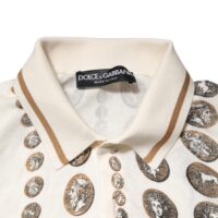 Dolce & Gabbana siidist elevandiluu toonis mündimustriga meeste polosärk