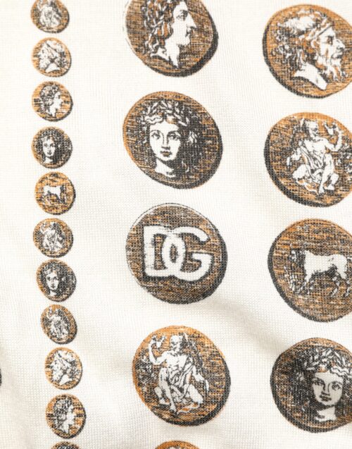 Dolce & Gabbana siidist elevandiluu toonis mündimustriga meeste polosärk