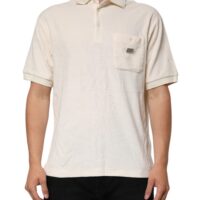Dolce & Gabbana elevandiluu toonis puuvillane frotee logotaskuga polo T-särk
