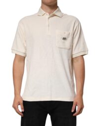 Dolce & Gabbana elevandiluu toonis puuvillane frotee logotaskuga polo T-särk