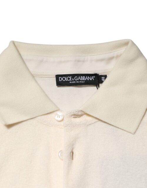Dolce & Gabbana elevandiluu toonis puuvillane frotee logotaskuga polo T-särk