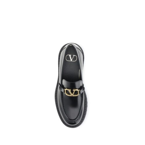 Valentino Garavani Black Leather Slip-On Loafers