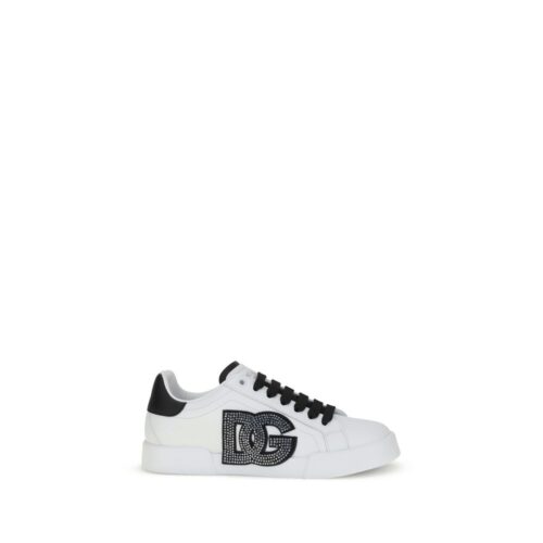 8888380.jpeg Dolce & Gabbana White Calf Leather Bos Taurus Low Top Sneakers