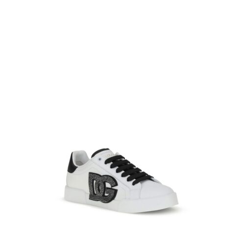 8888381.jpeg Dolce & Gabbana White Calf Leather Bos Taurus Low Top Sneakers