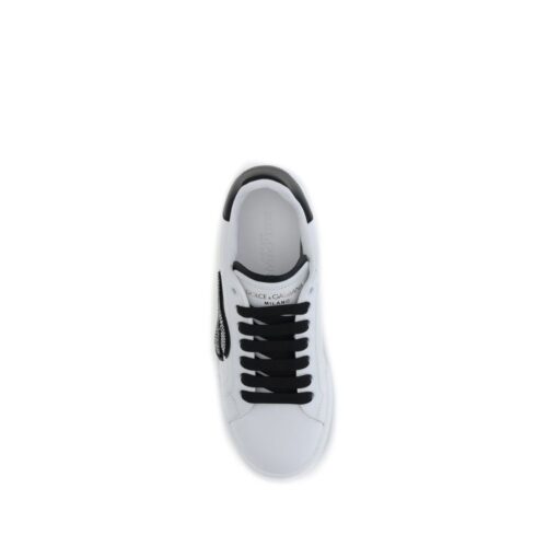 8888386.jpeg Dolce & Gabbana White Calf Leather Bos Taurus Low Top Sneakers