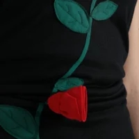 Dolce & Gabbana must villane varrukateta kleit roosaplikatsioonidega