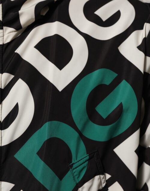 Dolce & Gabbana must-valge kapuutsiga meeste jakk logoprindiga 6 Dolce & Gabbana must-valge kapuutsiga meeste jakk logoprindiga