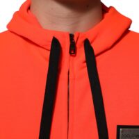 Dolce & Gabbana punane fluorestseeruv polüestrist logoembleemiga kapuutsiga pusa