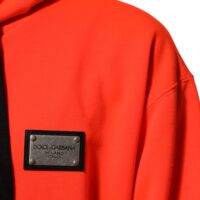 Dolce & Gabbana punane fluorestseeruv polüestrist logoembleemiga kapuutsiga pusa