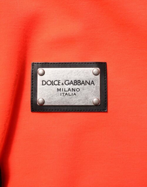 Dolce & Gabbana punane fluorestseeruv polüestrist logoembleemiga kapuutsiga pusa