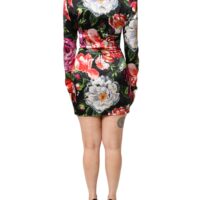 Dolce & Gabbana must lilleline Fiori Pittorici mini bodycon kleit